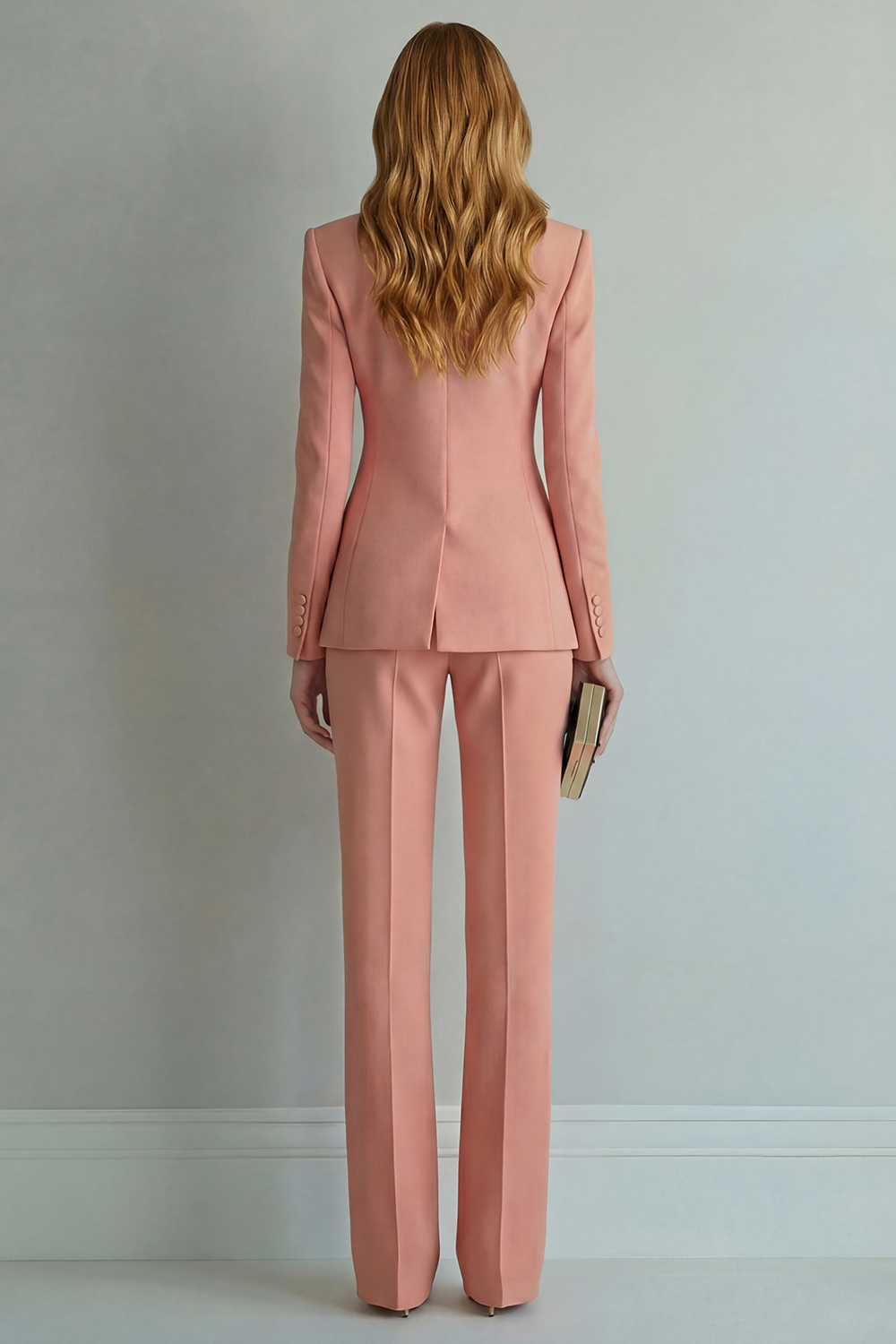 Peak Lapel 2 Piece Orange Slim Fit Double Breasted Business Suits