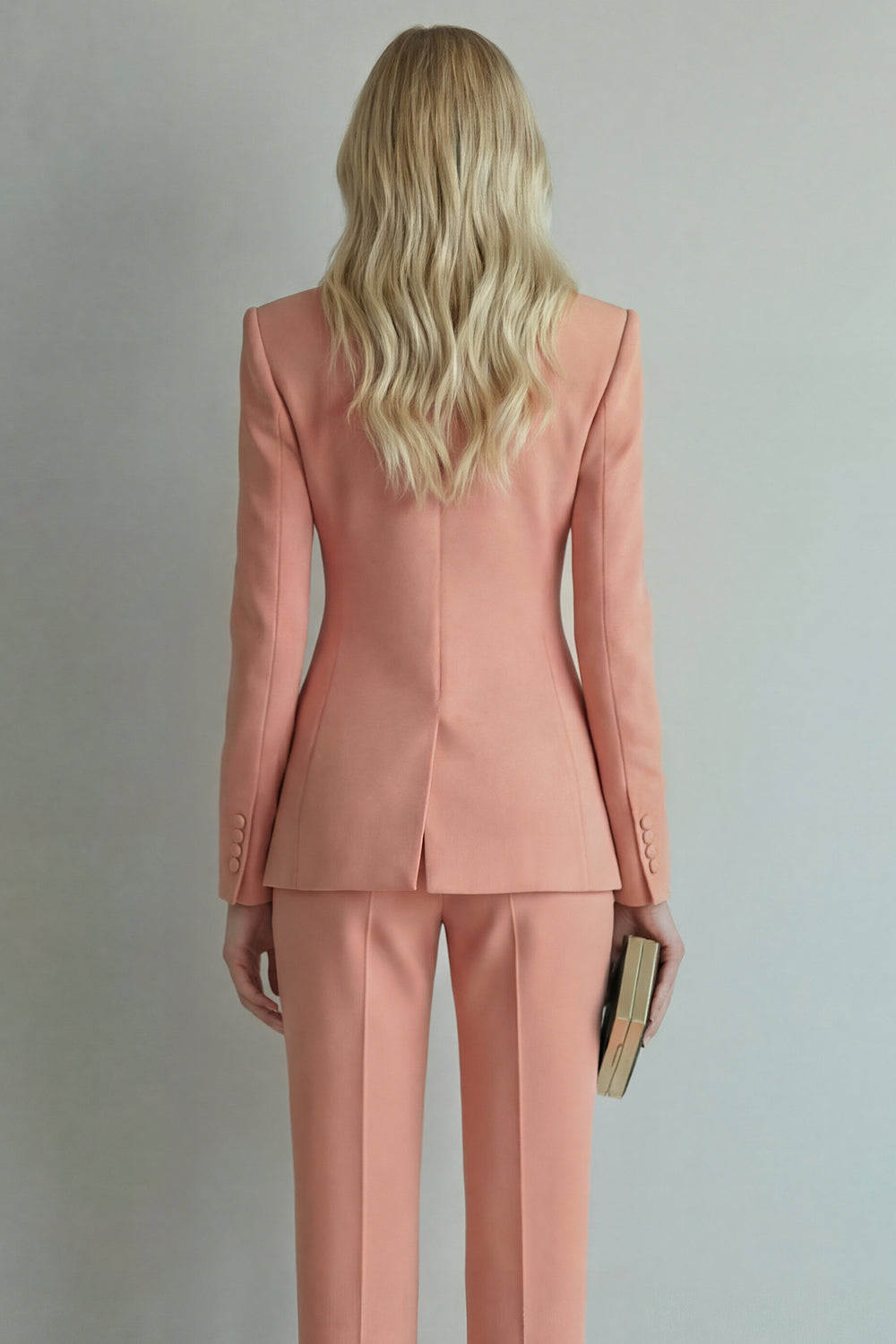 Peak Lapel 2 Piece Orange Slim Fit Double Breasted Business Suits