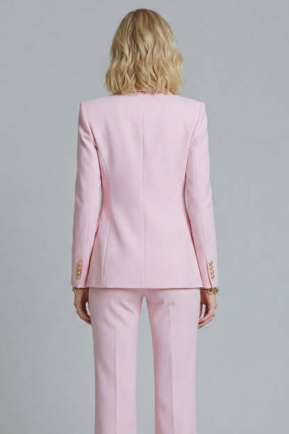 2 Piece Pink Peak Lapel Wide Leg Prom Suits with Buttons