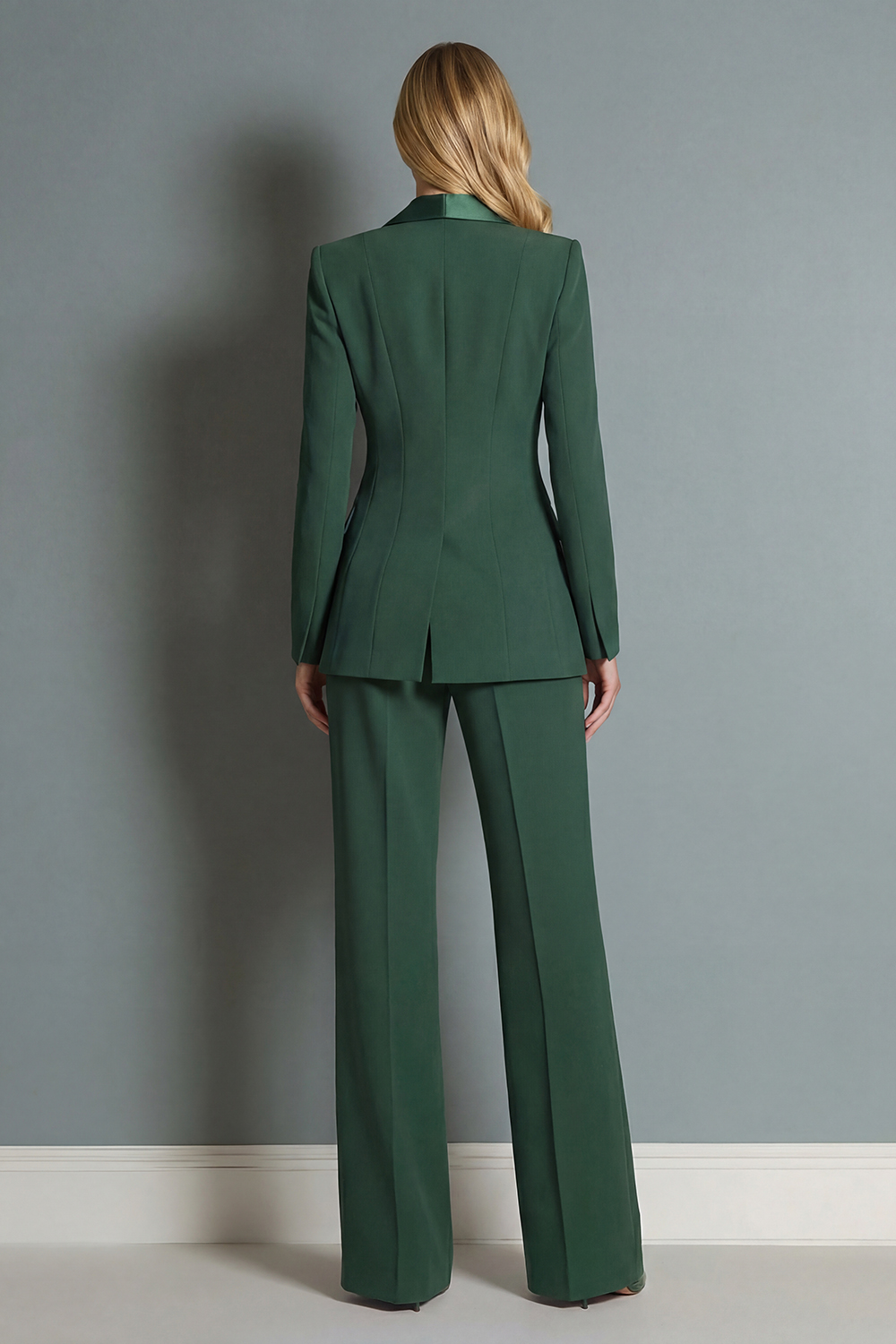 Dark Green 2 Piece Single Breasted Shawl Lapel Prom Suits