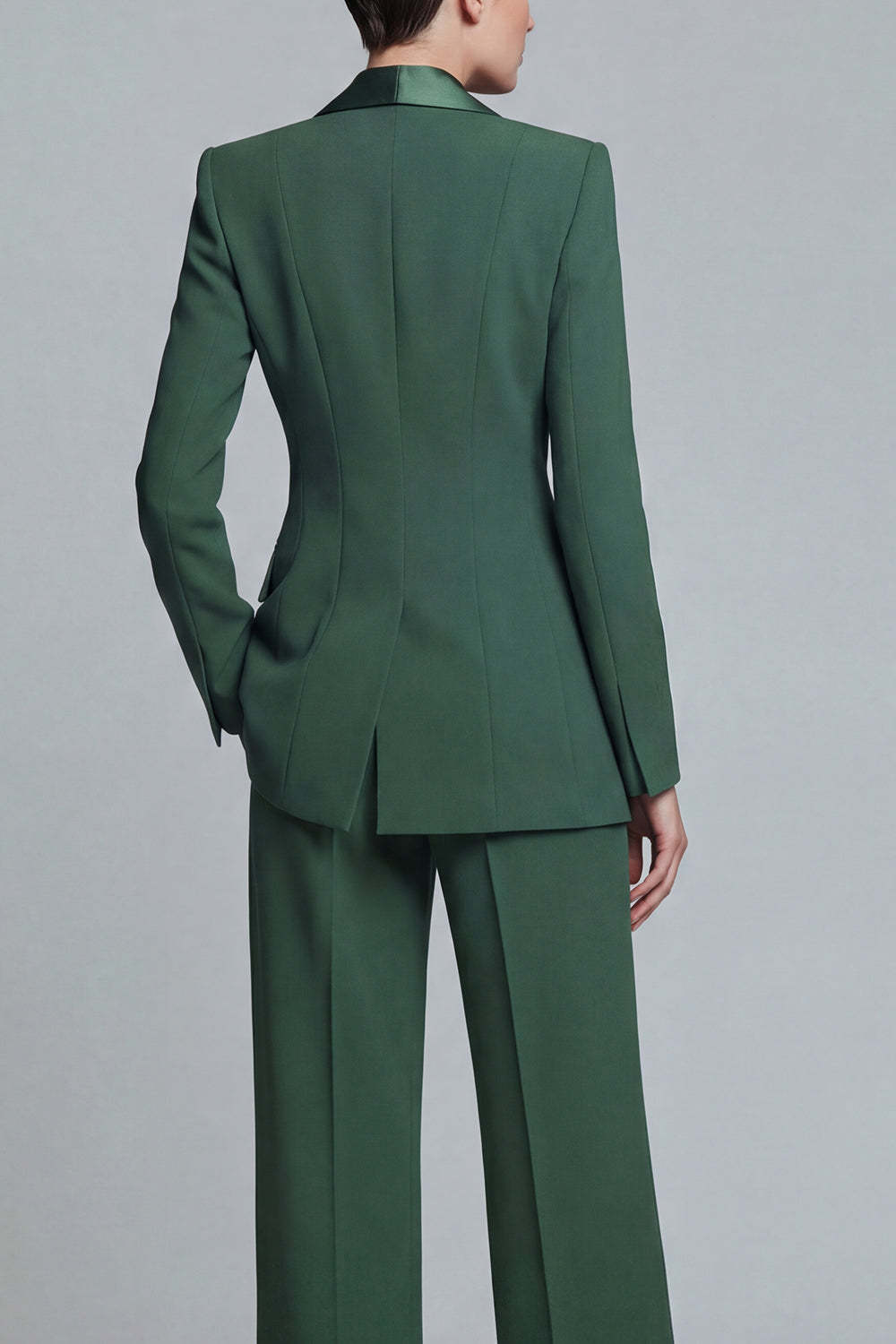 Dark Green 2 Piece Single Breasted Shawl Lapel Prom Suits
