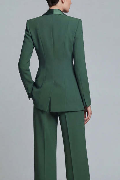 Dark Green 2 Piece Single Breasted Shawl Lapel Prom Suits