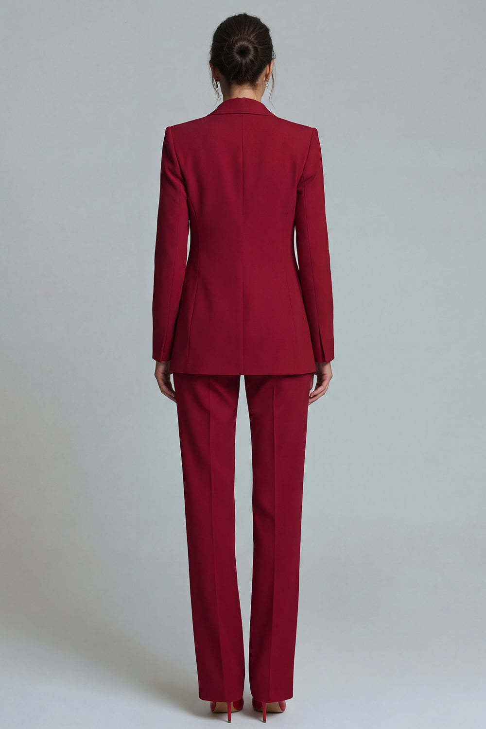 Single 2 Piece Burgundy Breasted Peak Lapel Prom Suits