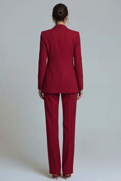 Single 2 Piece Burgundy Breasted Peak Lapel Prom Suits