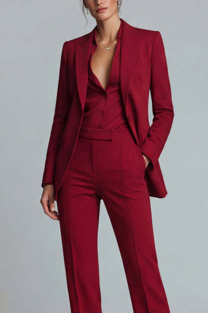 Single 2 Piece Burgundy Breasted Peak Lapel Prom Suits