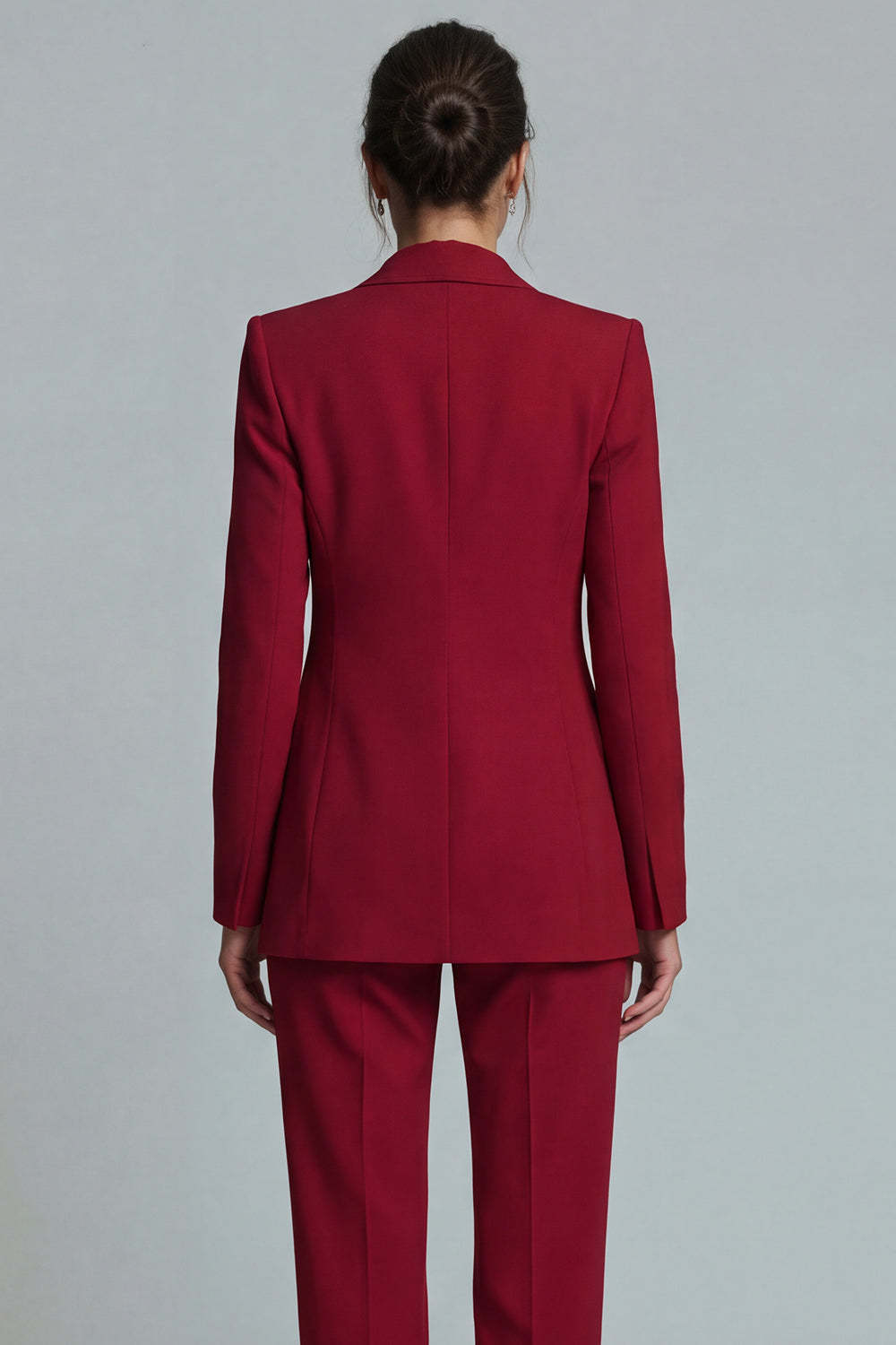 Single 2 Piece Burgundy Breasted Peak Lapel Prom Suits