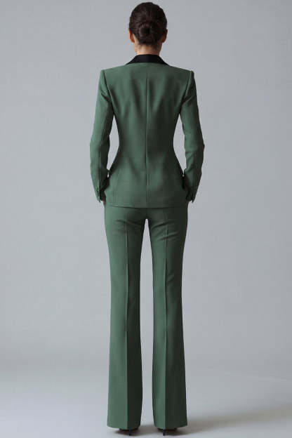 2 Piece Peak Lapel Dark Green Slim Fit Single Breasted Prom Suits