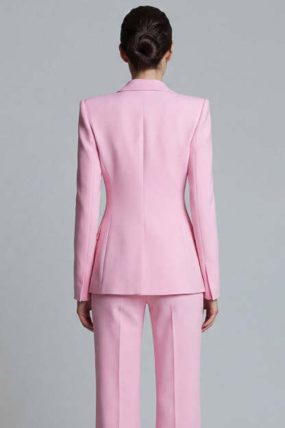 2 Piece Single Pink Breasted Slim Fit Peak Lapel Prom Suits