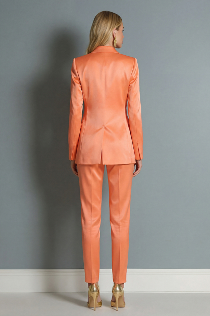 2 Piece Breasted Orange Single Notched Lapel Slim Fit Prom Suits