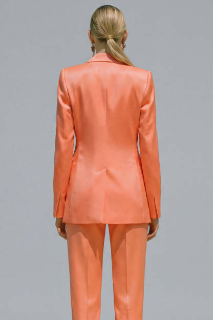 2 Piece Breasted Orange Single Notched Lapel Slim Fit Prom Suits