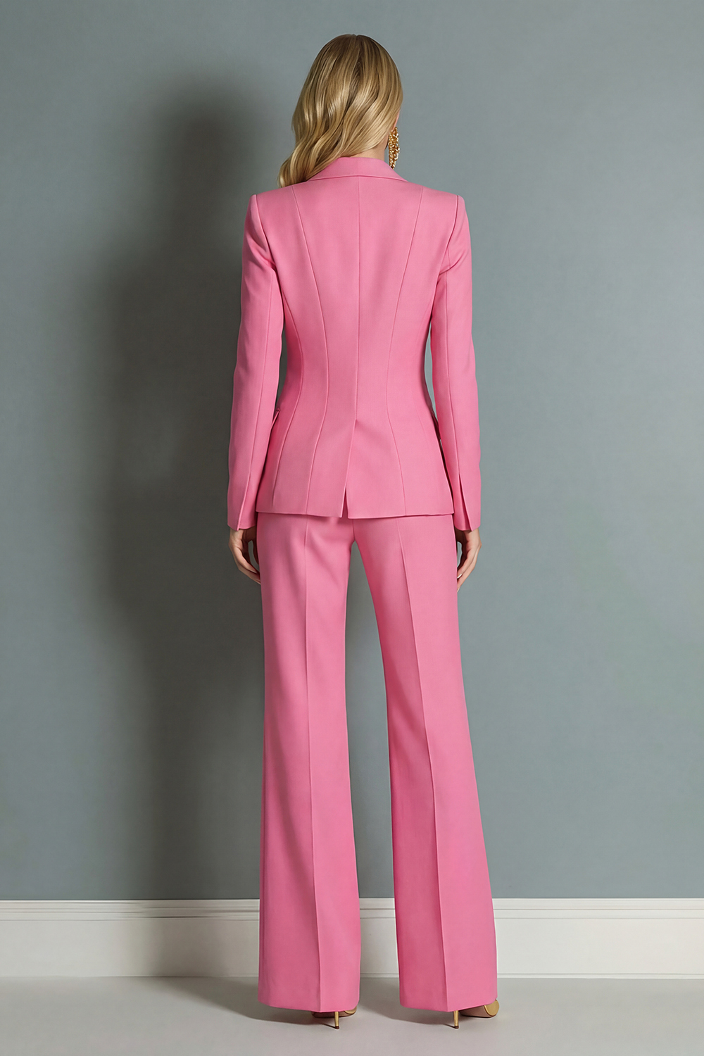 2 Piece Peak Lapel Fuchsia Single Breasted Prom Suits