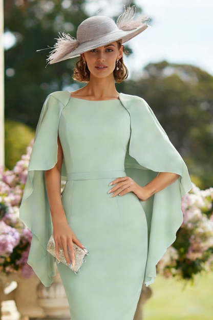 Dusty Rose Bodycon Midi Mother of the Bride Dress with Cape