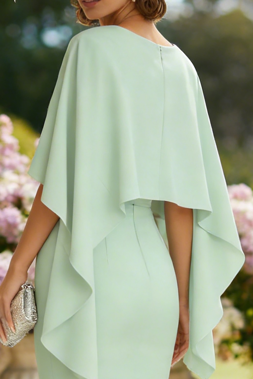 Dusty Rose Bodycon Midi Mother of the Bride Dress with Cape