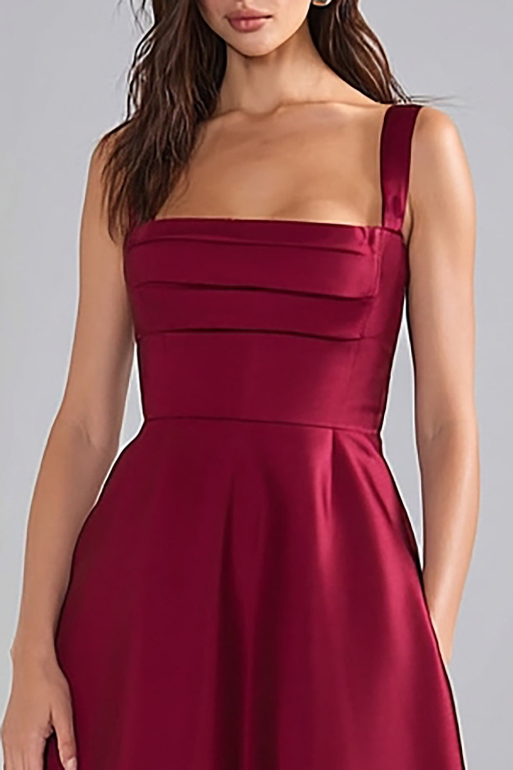 Burgundy A Line Thick Straps Long Bridesmaid Dress