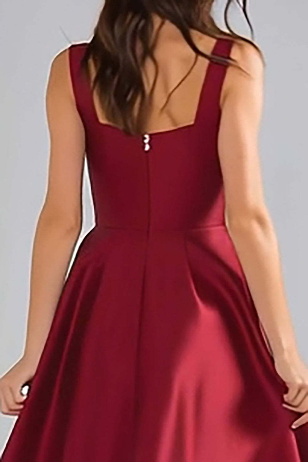 Burgundy A Line Thick Straps Long Bridesmaid Dress