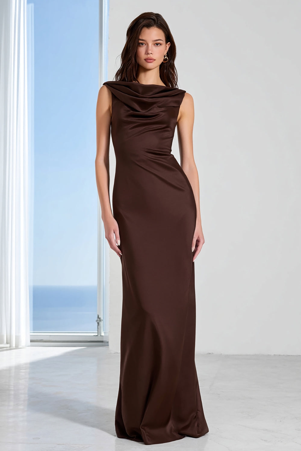 brown formal dress for wedding guest Alvana Floral Appliqué Maxi Dress Brown | Wedding Guest Dress main image 0