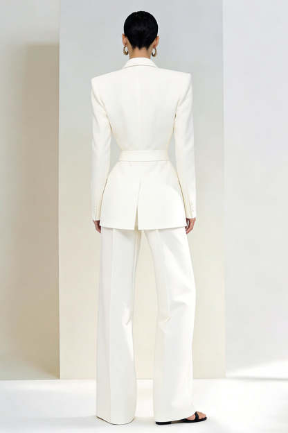 Ivory 2 Piece Single Breasted Peak Lapel Business Suits