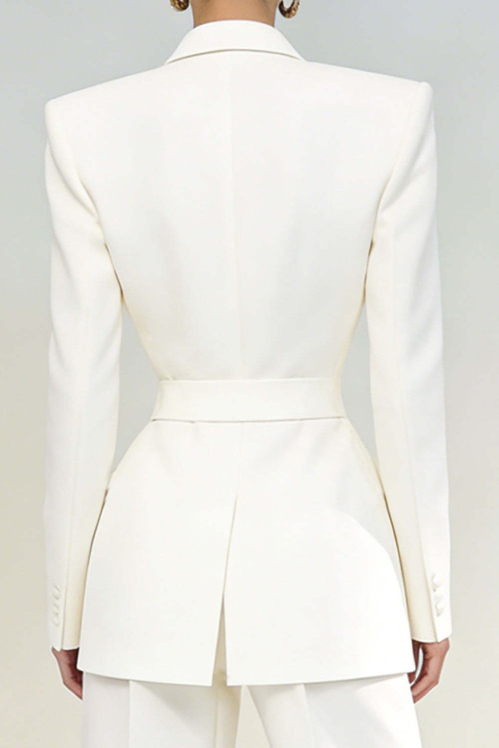 Ivory 2 Piece Single Breasted Peak Lapel Business Suits