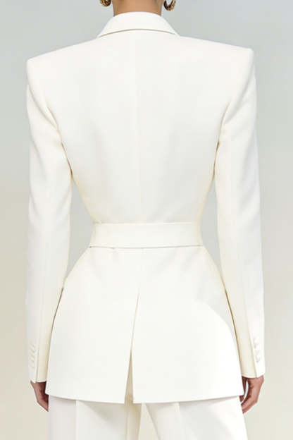 Ivory 2 Piece Single Breasted Peak Lapel Business Suits