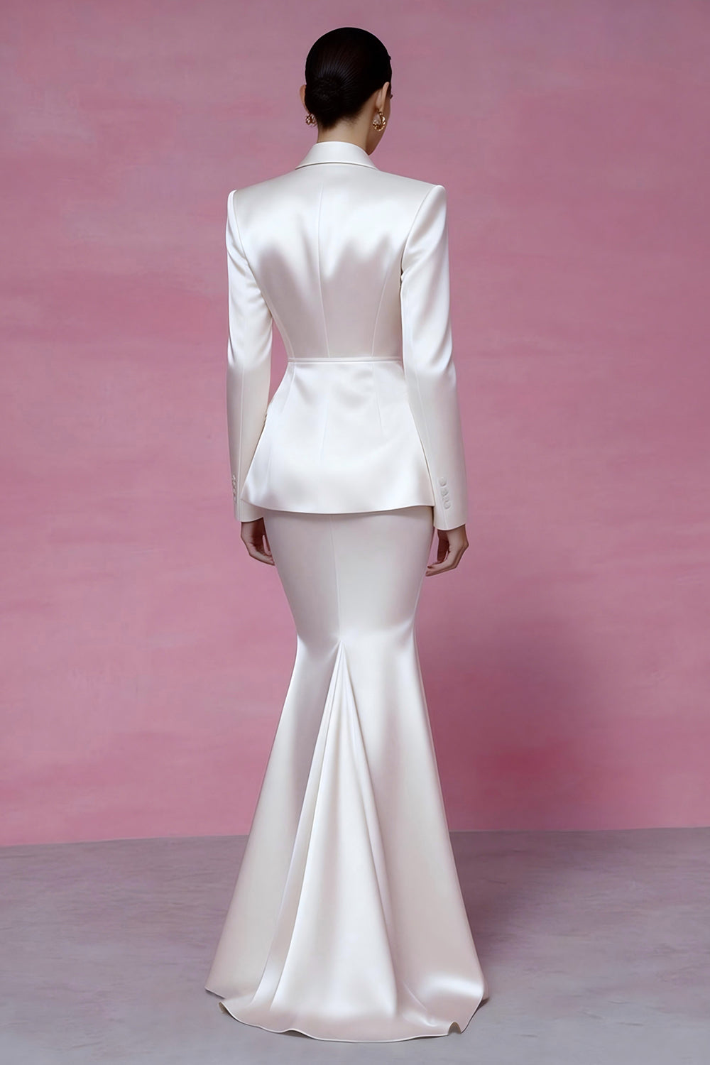 Ivory 2 Piece Peak Lapel Mermaid Long Sleeves Business Suits