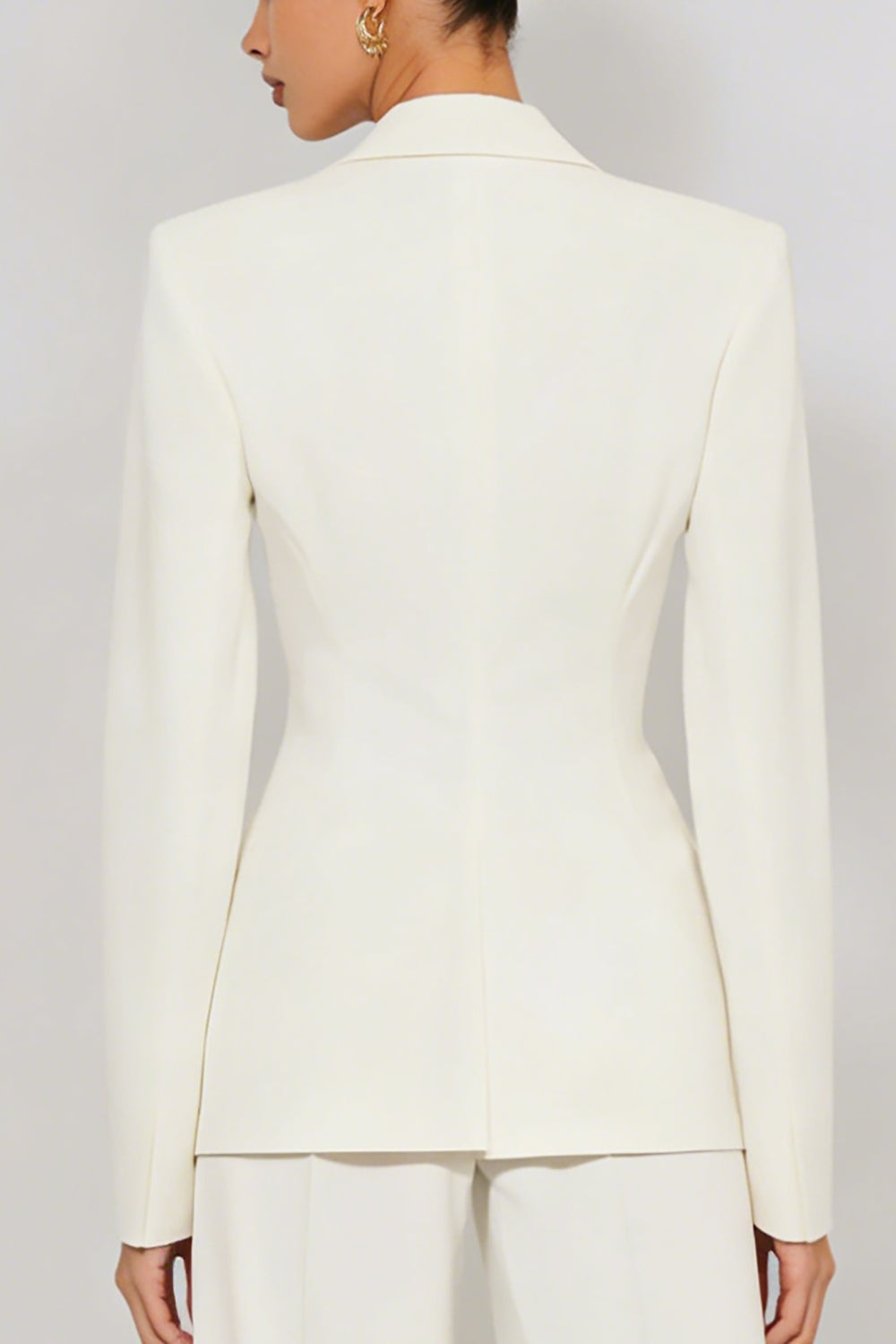 Ivory 2 Piece Peak Lapel Long Business Suits with Sleeves