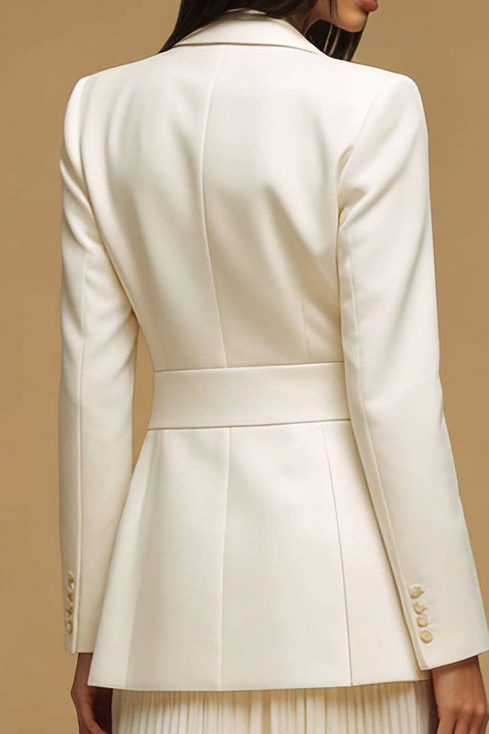 2 Piece Ivory Single Breasted Long Business Suits