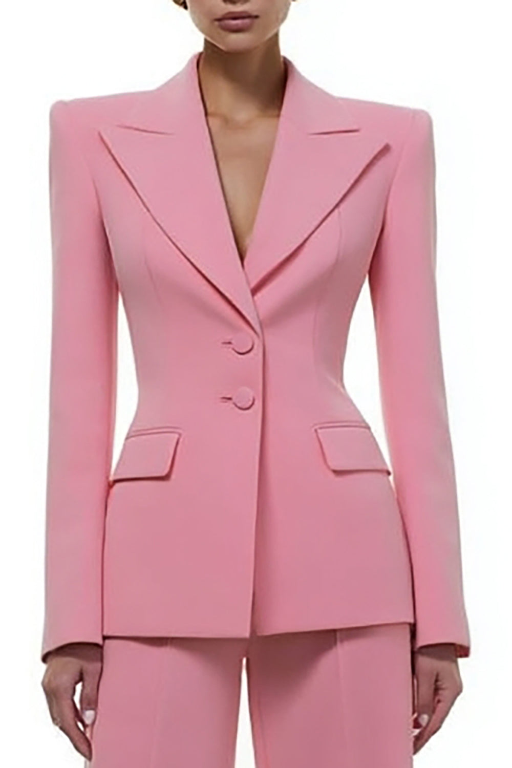 2 Piece Pink Peak Lapel Single Breasted Business Suits