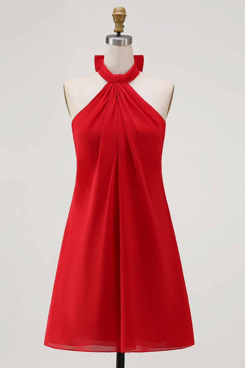 Red Halter A-Line Short Homecoming Dress