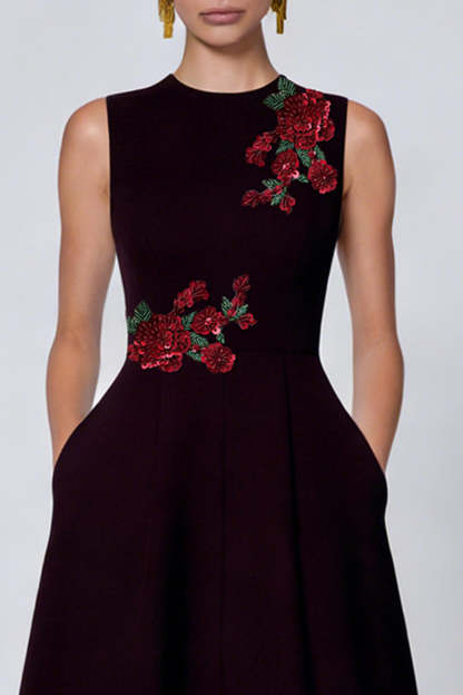 Sparkly Black Floral Long Wedding Guest Dress with Sequins