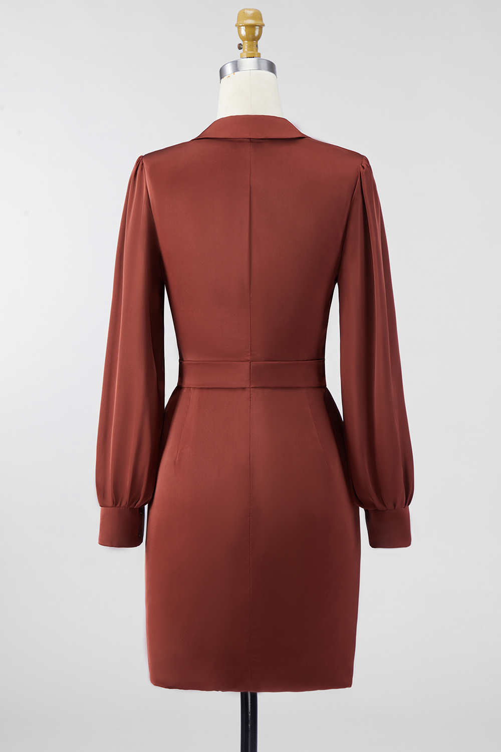 Chocolate Shawl Lapel Ruched Bodycon Midi Mother of the Bride Dress
