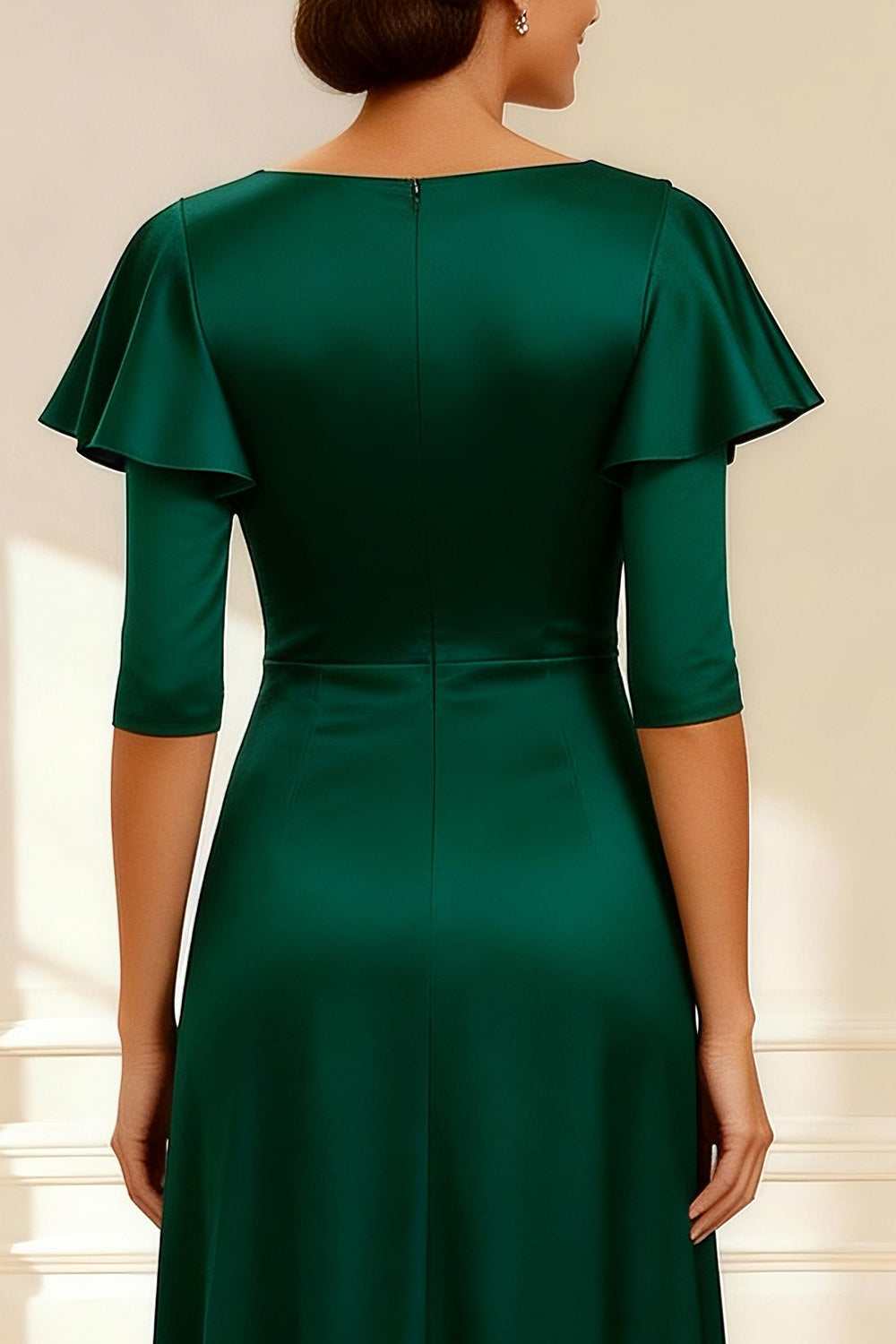 Dark Green V-Neck Long Mother of the Bride Dress with Beading
