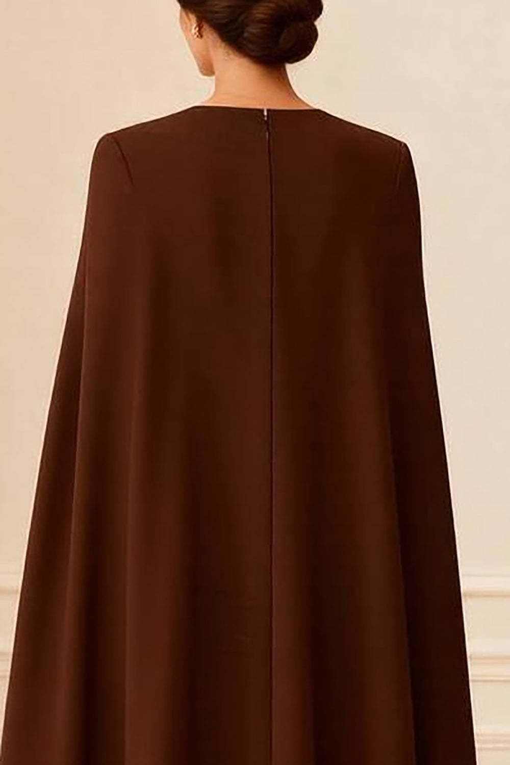 Chocolate Double Breasted Ankle Length Mother of the Bride Dress with Cape