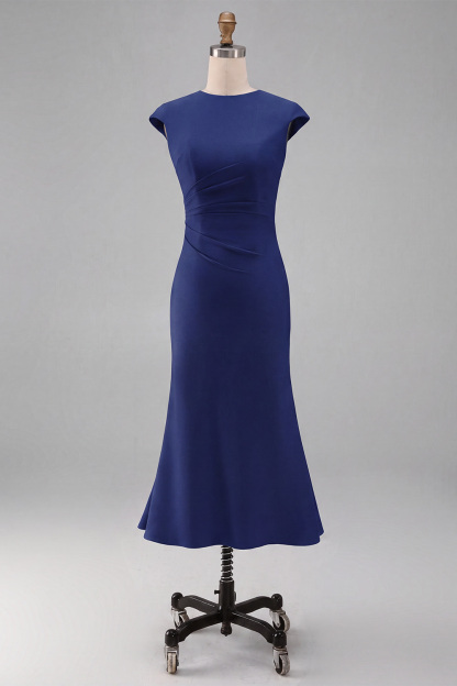 White Cap Sleeves Bodycon Ruched Midi Rehearsal Dinner Dress