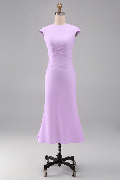 White Cap Sleeves Bodycon Ruched Midi Rehearsal Dinner Dress