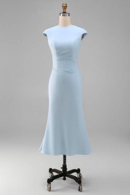White Cap Sleeves Bodycon Ruched Midi Rehearsal Dinner Dress