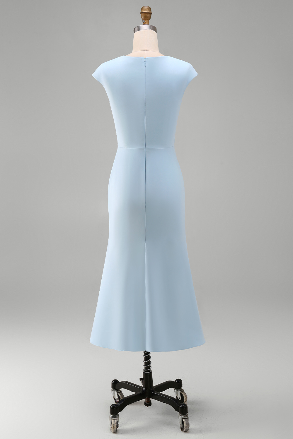 White Cap Sleeves Bodycon Ruched Midi Rehearsal Dinner Dress