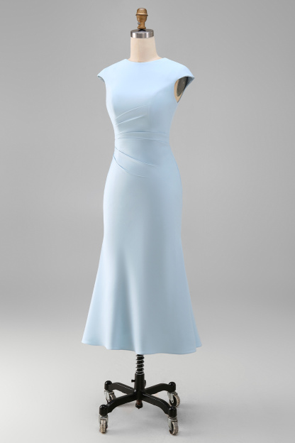 White Cap Sleeves Bodycon Ruched Midi Rehearsal Dinner Dress