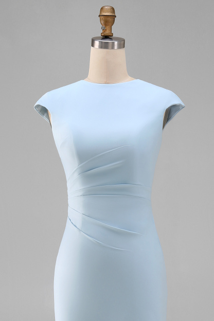 White Cap Sleeves Bodycon Ruched Midi Rehearsal Dinner Dress