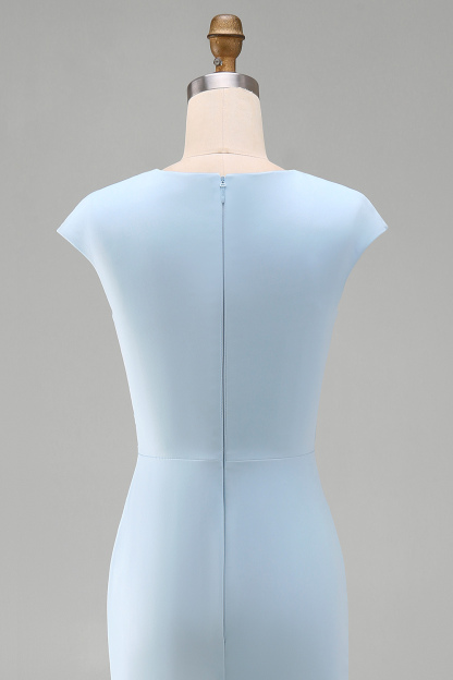 White Cap Sleeves Bodycon Ruched Midi Rehearsal Dinner Dress