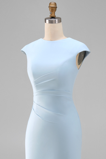 White Cap Sleeves Bodycon Ruched Midi Rehearsal Dinner Dress
