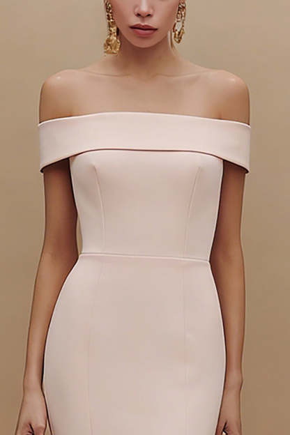 White Off the Shoulder Mermaid Midi Engagement Dress