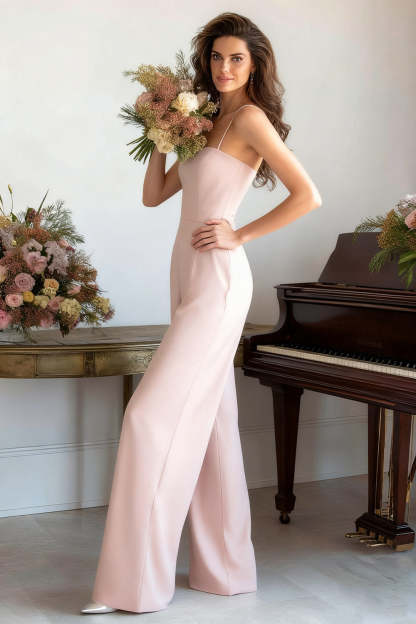 Light Blue Spaghetti Straps Formal Jumpsuit