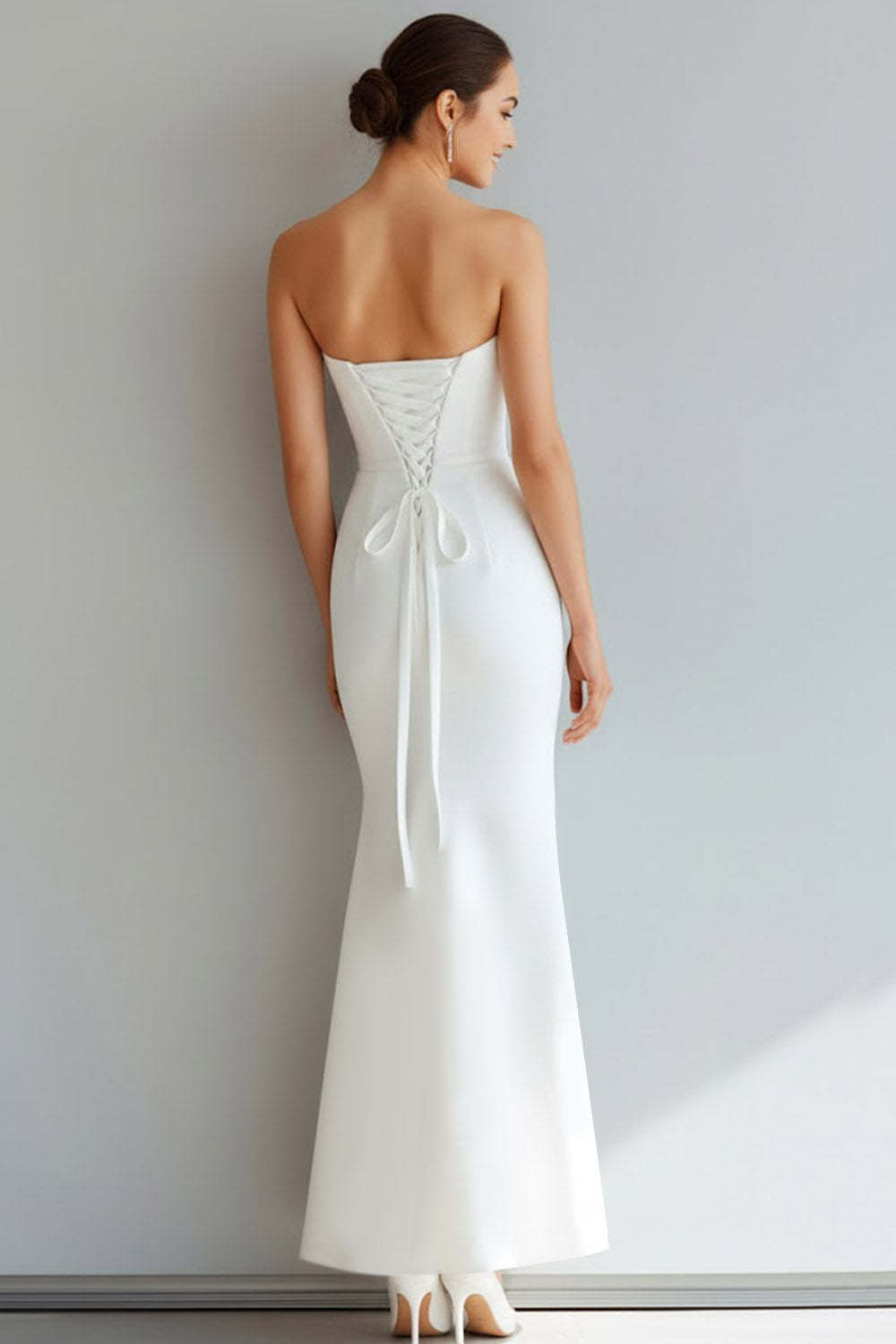White Sweetheart Mermaid Long Engagement Dress