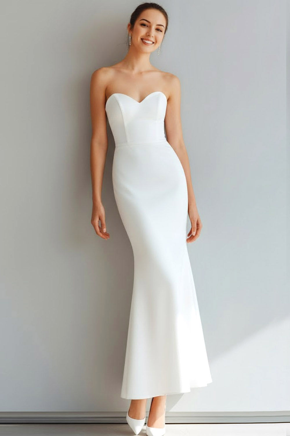 White Sweetheart Mermaid Long Engagement Dress