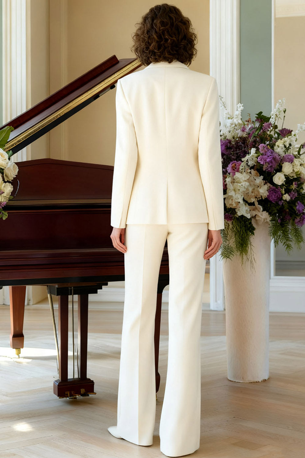 2 Piece White Notched Lapel One Button Business Suits with Sleeves