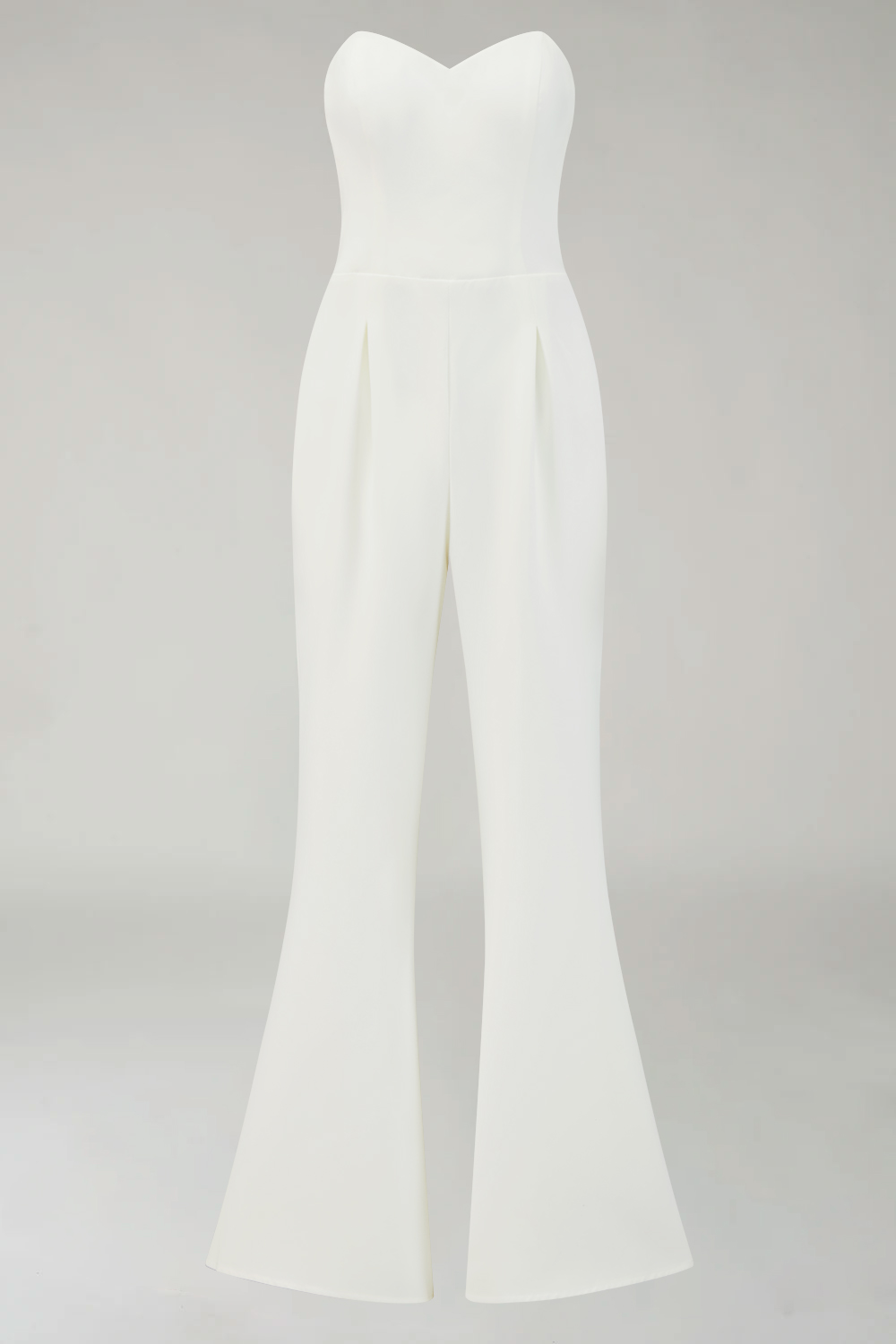 White Sweetheart Wide Leg Formal Jumpsuits