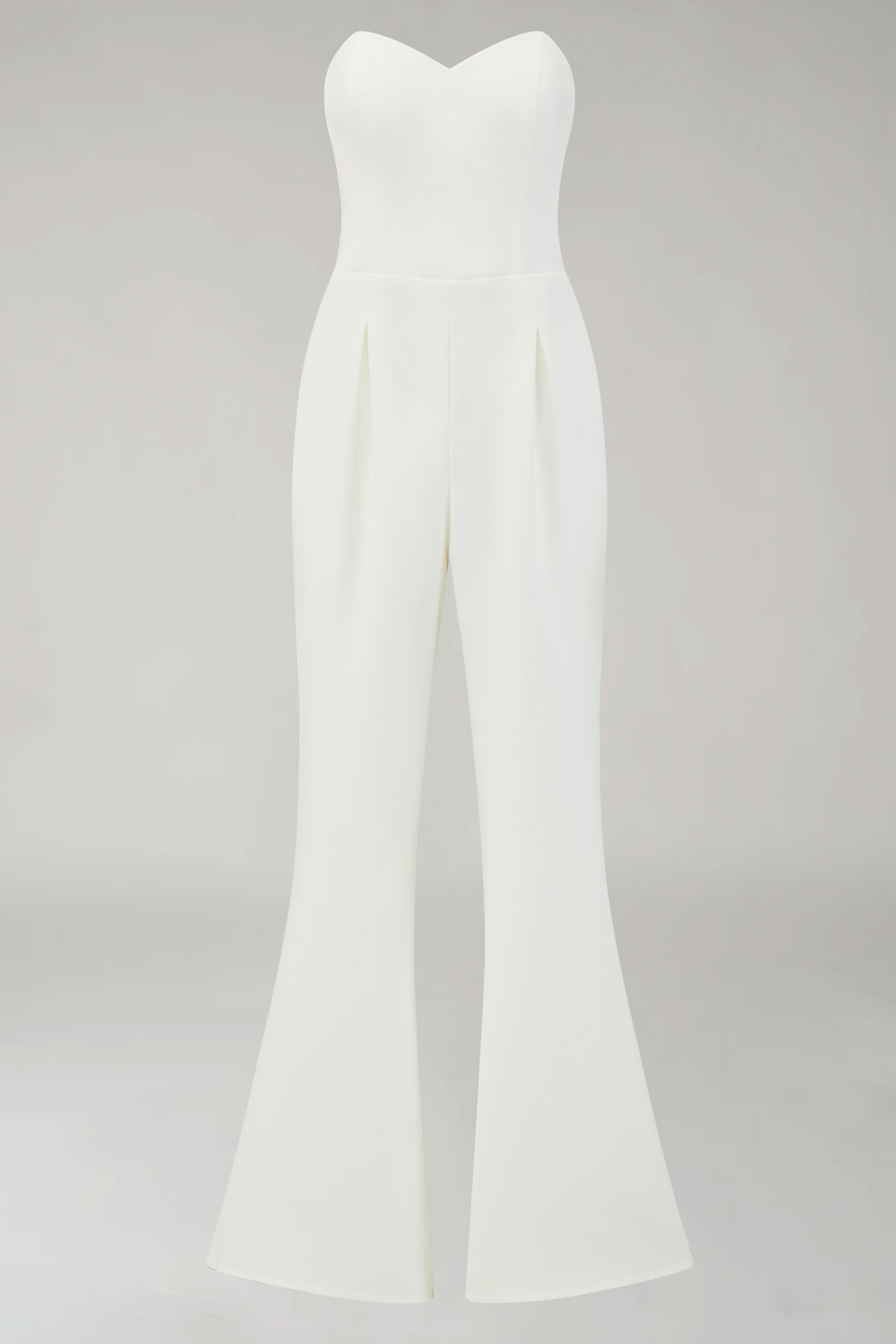 White Sweetheart Wide Leg Formal Jumpsuits