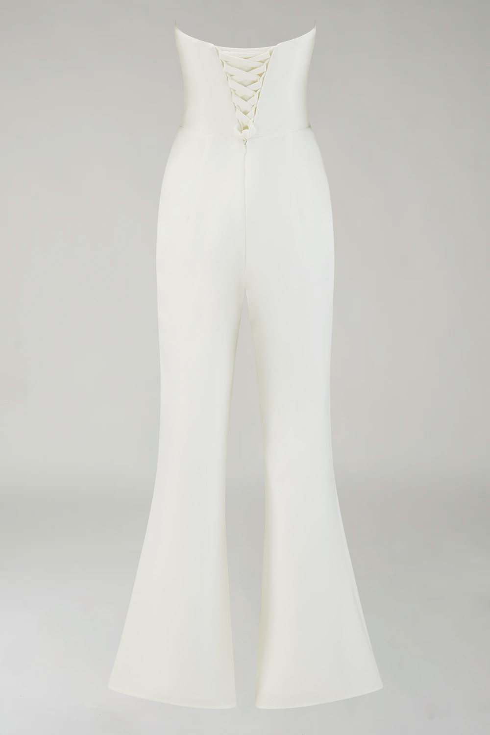 White Sweetheart Wide Leg Formal Jumpsuits