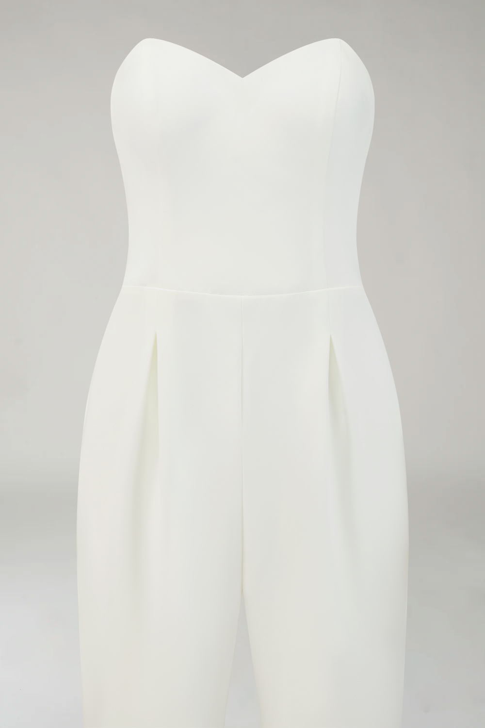 White Sweetheart Wide Leg Formal Jumpsuits
