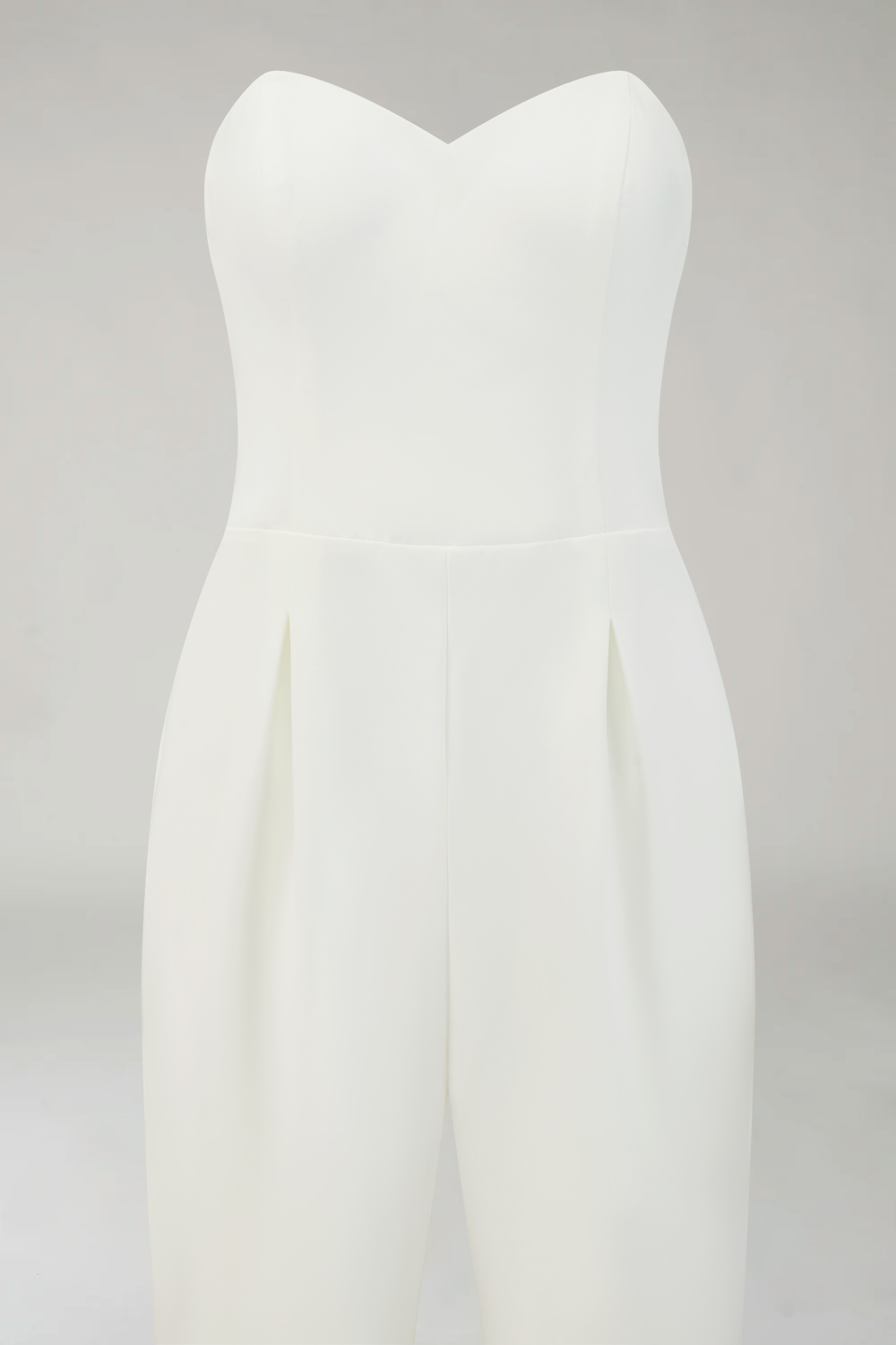 White Sweetheart Wide Leg Formal Jumpsuits